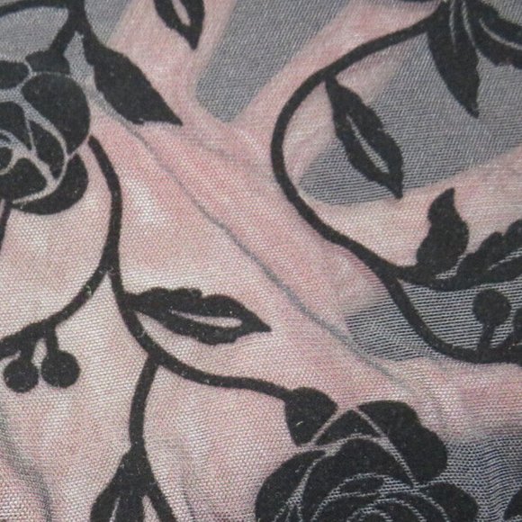Torrid Black Mesh Floral Velvet Flocked Bodysuit Plus Size 2X - Picture 2 of 7